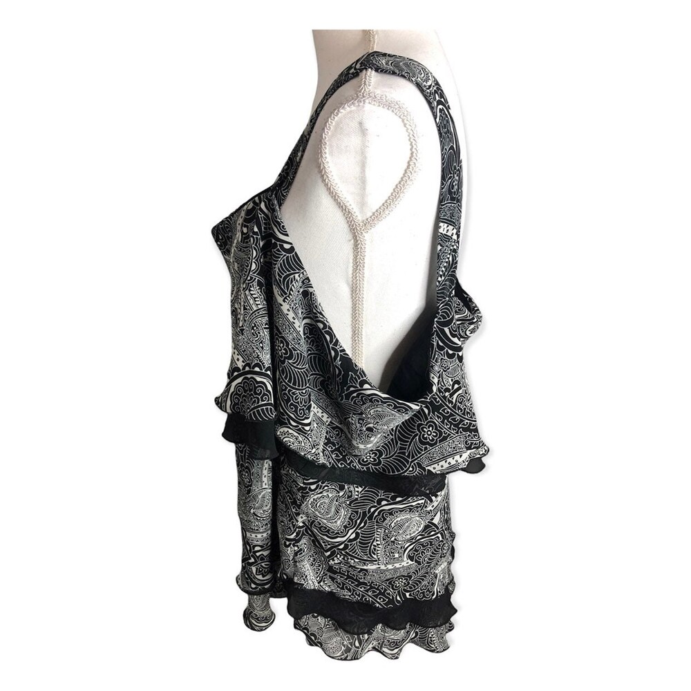 Fashion Bug Assymetrical Layered Flowy Paisley Print Blouse - Picture 3 of 6